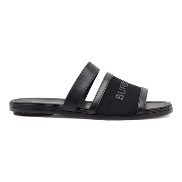 Burberry Honour Canvas and Leather Flat Sandals in Black $680 - Picture 3 of 8